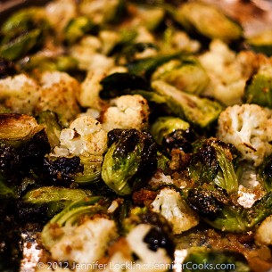 Roasted Brussels Sprouts and Cauliflower
