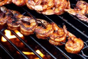 BBQ Grilled Shrimp on a hot fiery grill | JenniferCooks.com