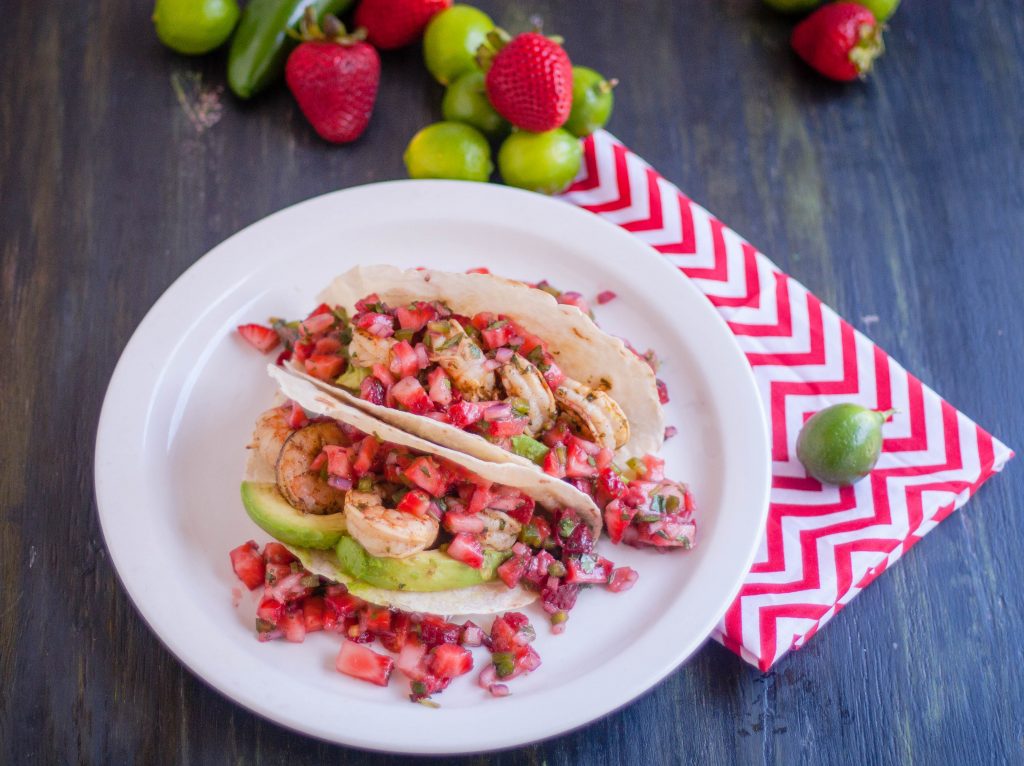 Grilled Cilantro Lime Shrimp Tacos with Strawberry Jalapeño Salsa | Jennifer Cooks