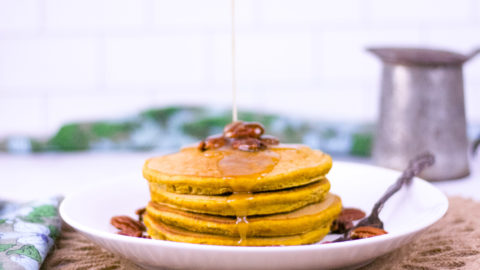 Pumpkin Spice Pancakes with Vanilla Cream Syrup | JenniferCooks.com