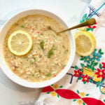 Bowl of Avgolemono Greek Lemon Chicken Soup