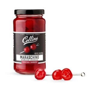 Collins Stemless Maraschino Cherries, Garnish for Cocktails, Desserts, Manhattans, and Old Fashioned, Gourmet Snacking Cherries for Home and Bar, 10oz on Amazon