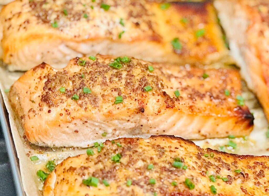 Honey Mustard Salmon on Jennifer Cooks