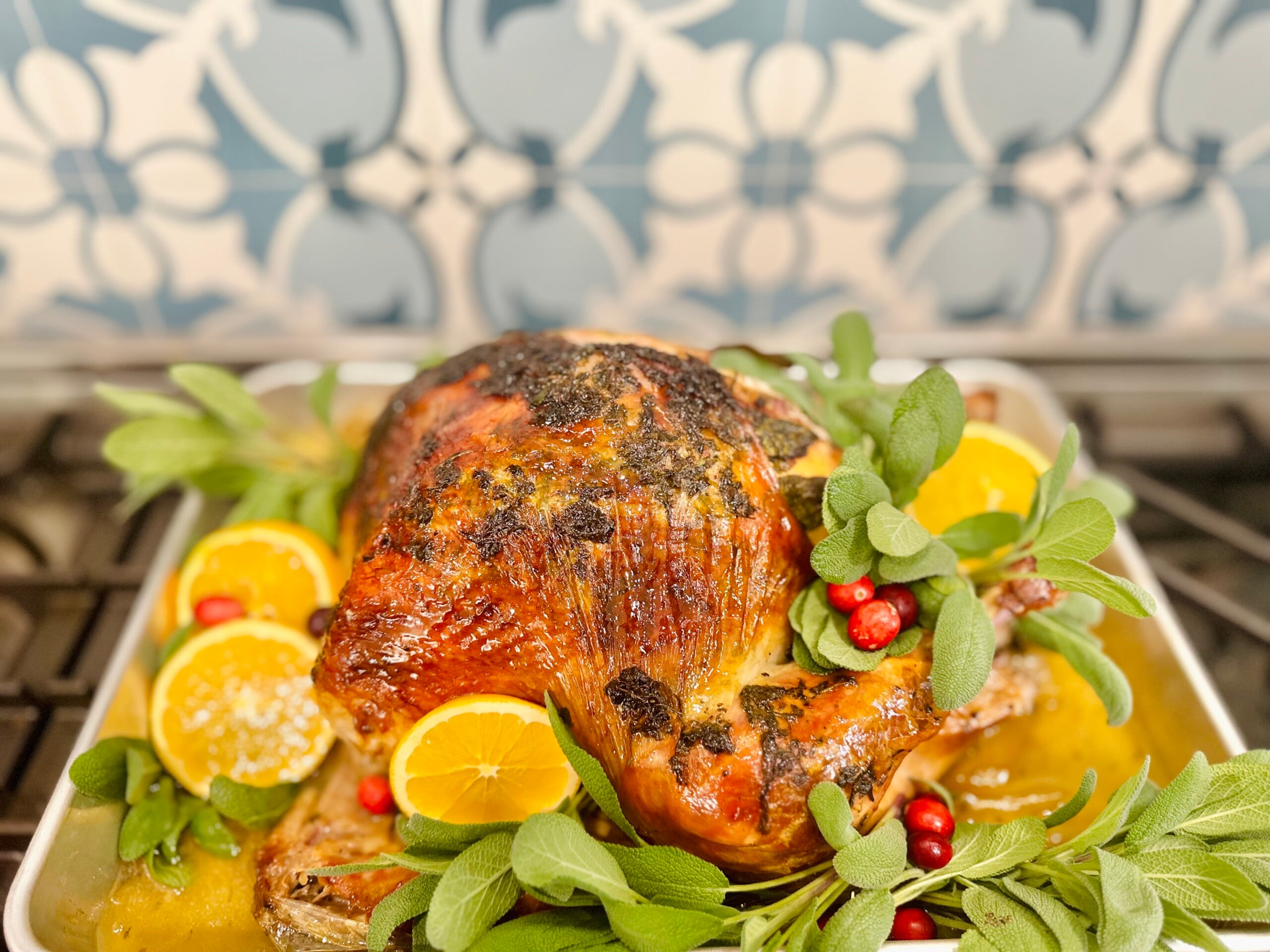 Perfectly roasted herb butter rubbed turkey