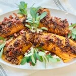 Roasted Bacon Maple Hasselback Butternut Squash