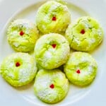 A platter of Easy Holiday Grinch Cookies