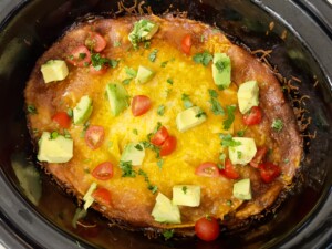 Easy Slow Cooker Layered Beef Enchiladas