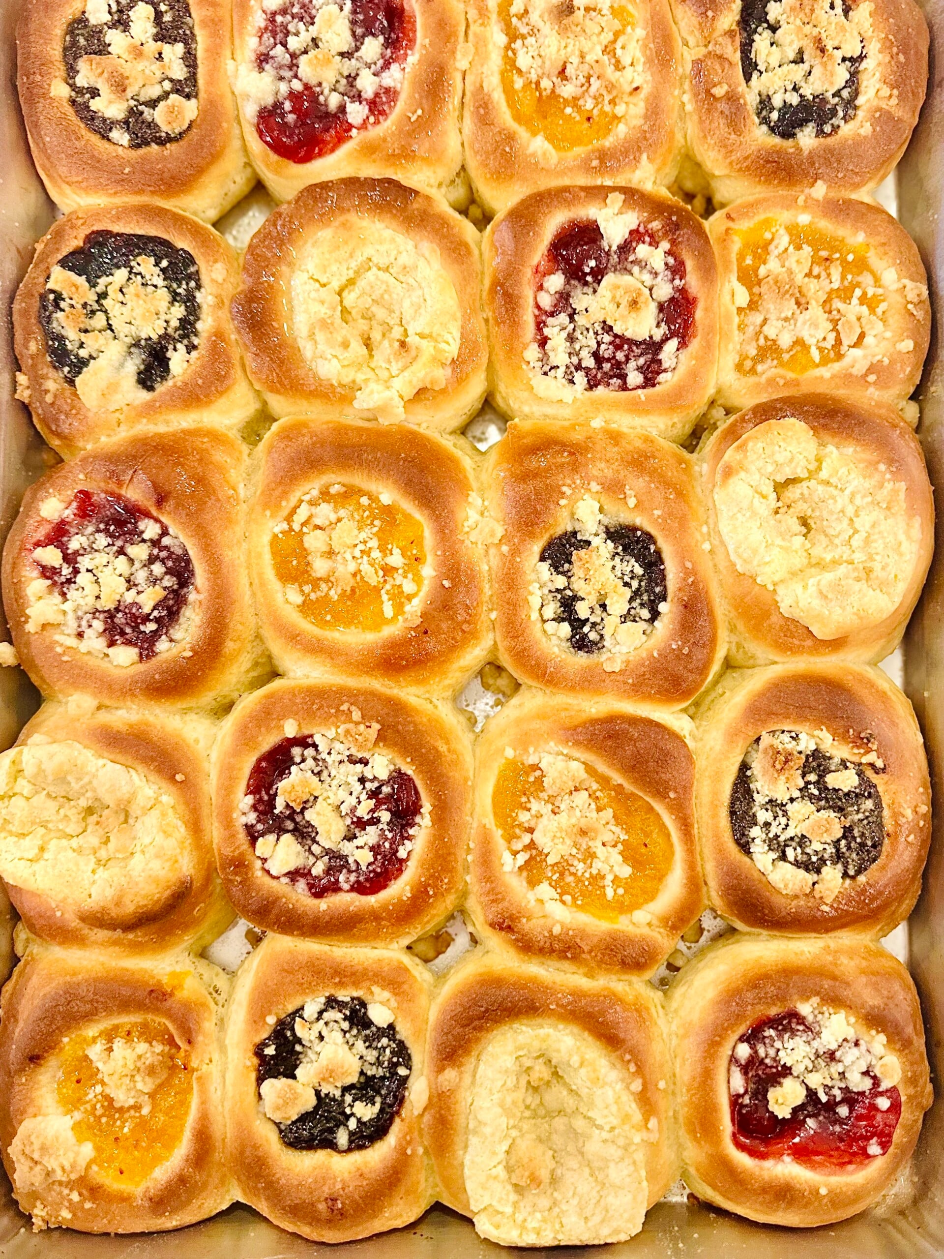 Golden brown freshly baked Authentic Czech Kolaches
