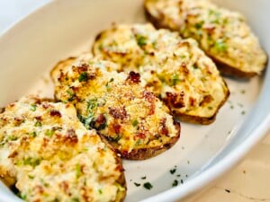 Twice Baked Potatoes with Blue Cheese and Bacon.