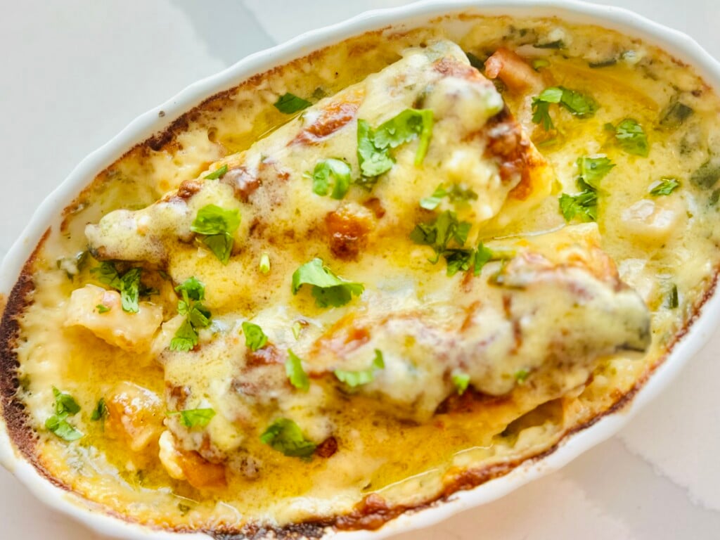 Creamy Poblano and Shrimp Enchiladas