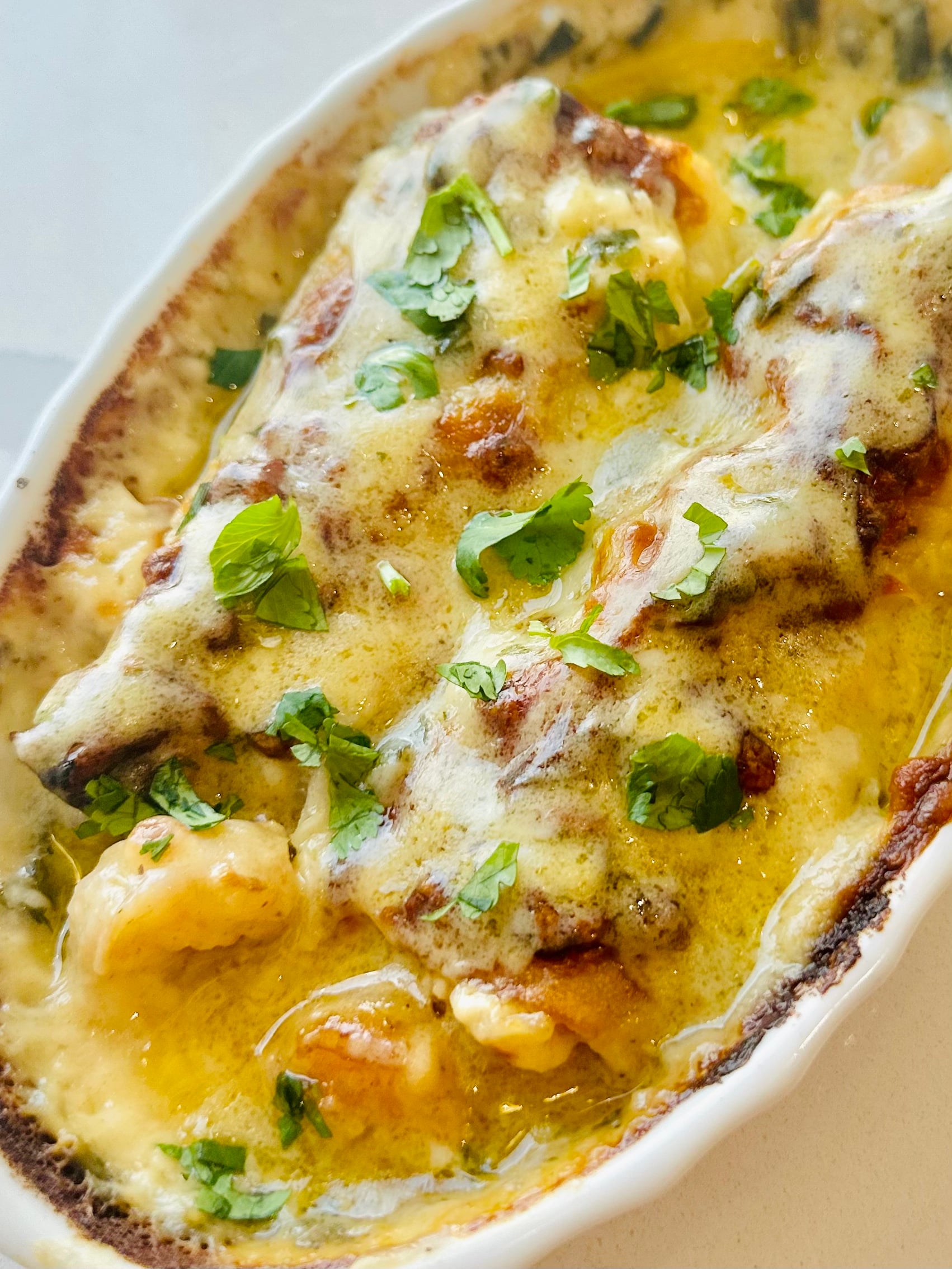 Creamy Poblano and Shrimp Enchiladas