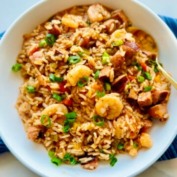 Flavorful Creole jambalaya with tender shrimp and andouille sausage