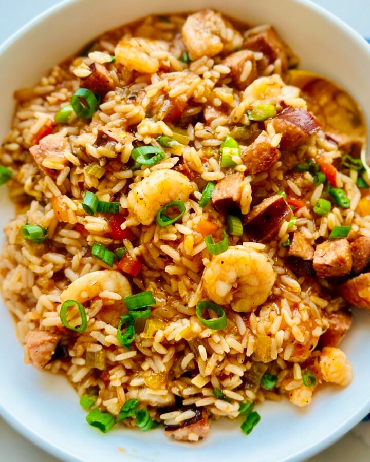 Flavorful Creole jambalaya with tender shrimp and andouille sausage