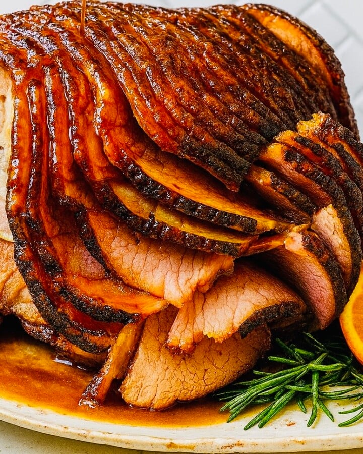 Copycat Honey Baked Ham on a platter.