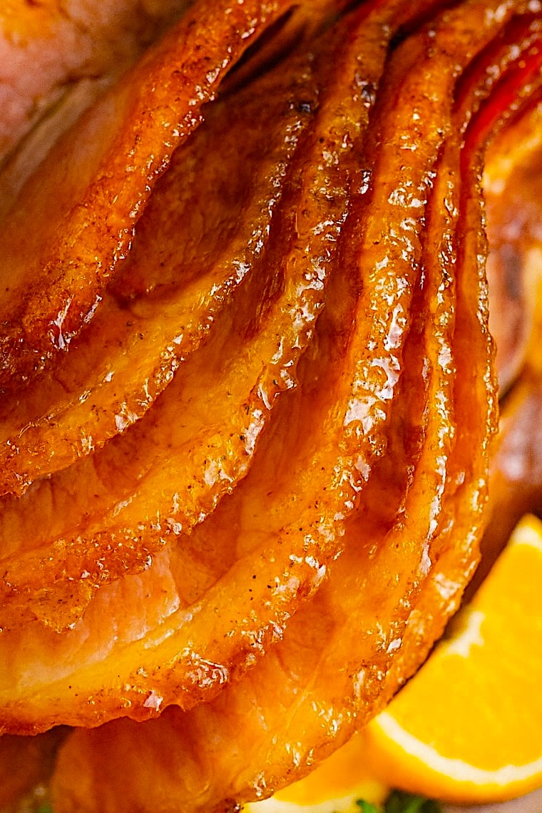 Close up of copy cat honey baked ham