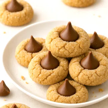 Peanut butter Blossoms on a plate.