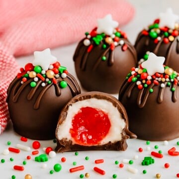 Closeup Chocolate Covered Cherry Cordials