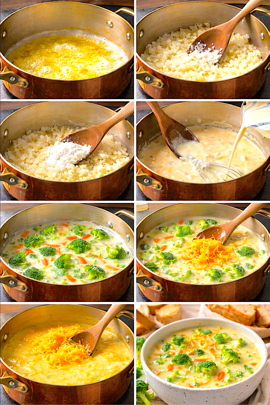 Panera Broccoli Cheddar Soup Making Process Shots
