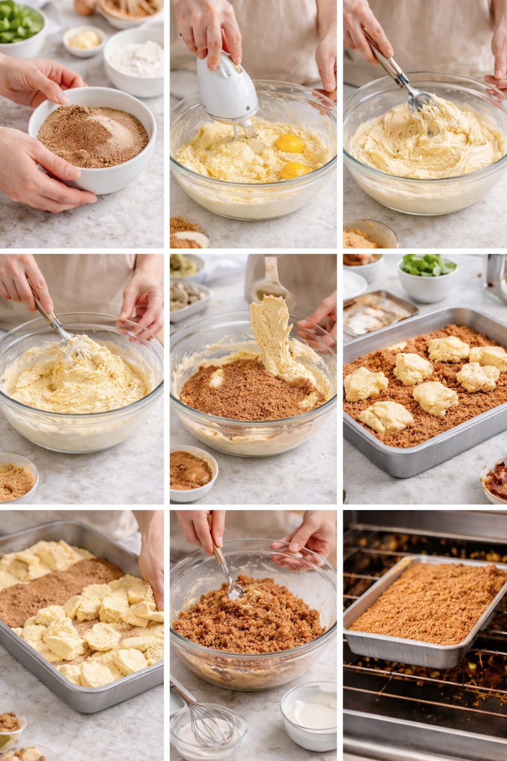 Steps for making sour cream coffee cake