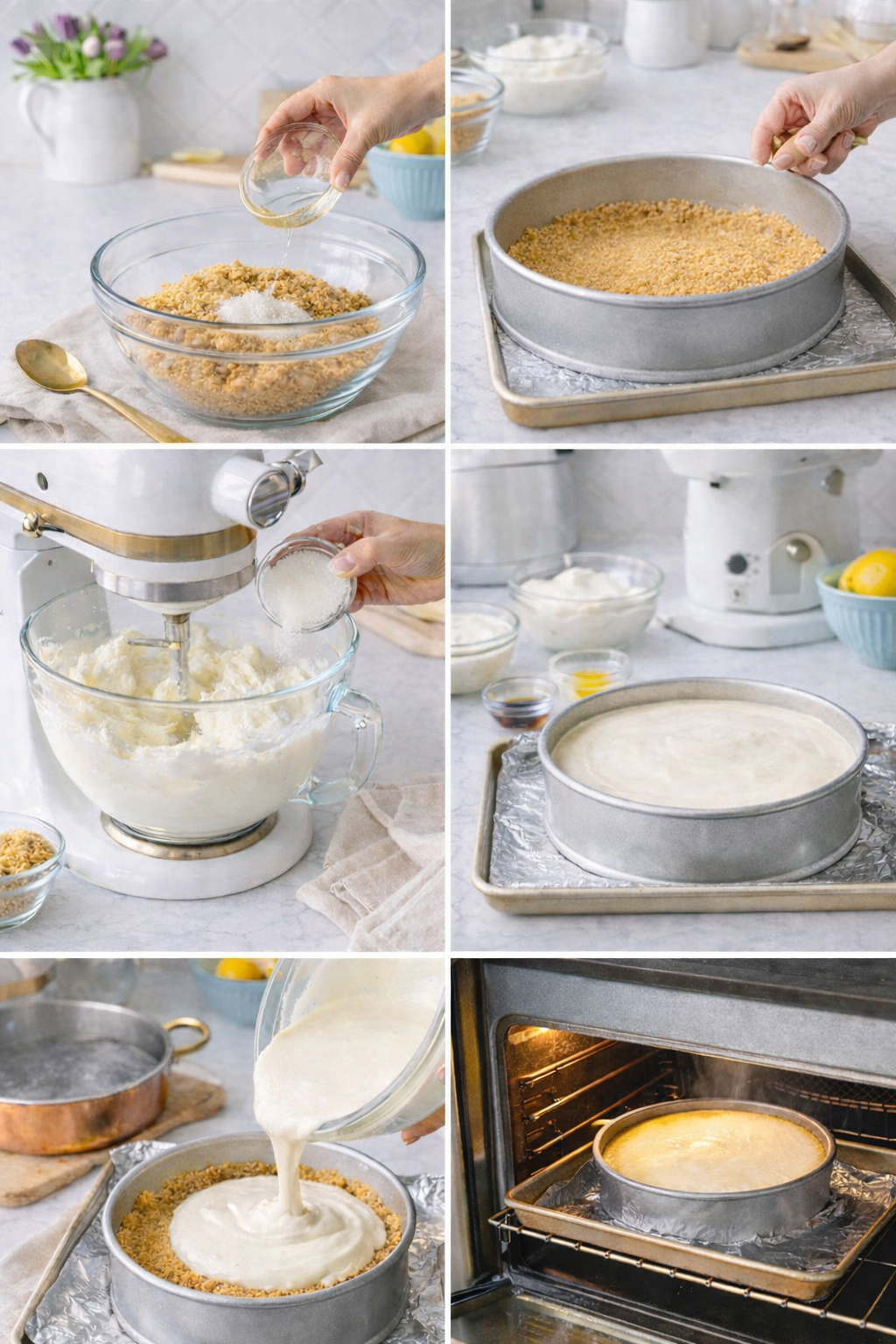 Step by Step process making classic cheesecake