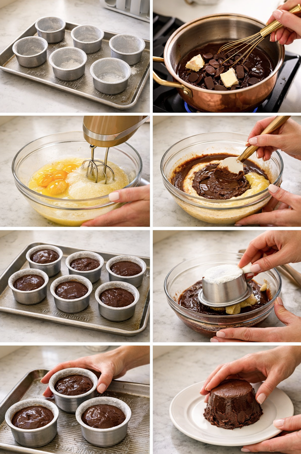 Step by step images for making Chocolate lava cake