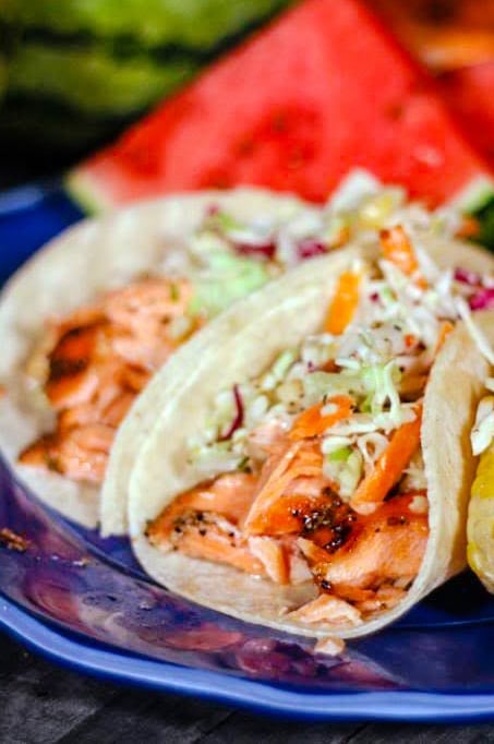 Sweet and Spicy Grilled Salmon Tacos