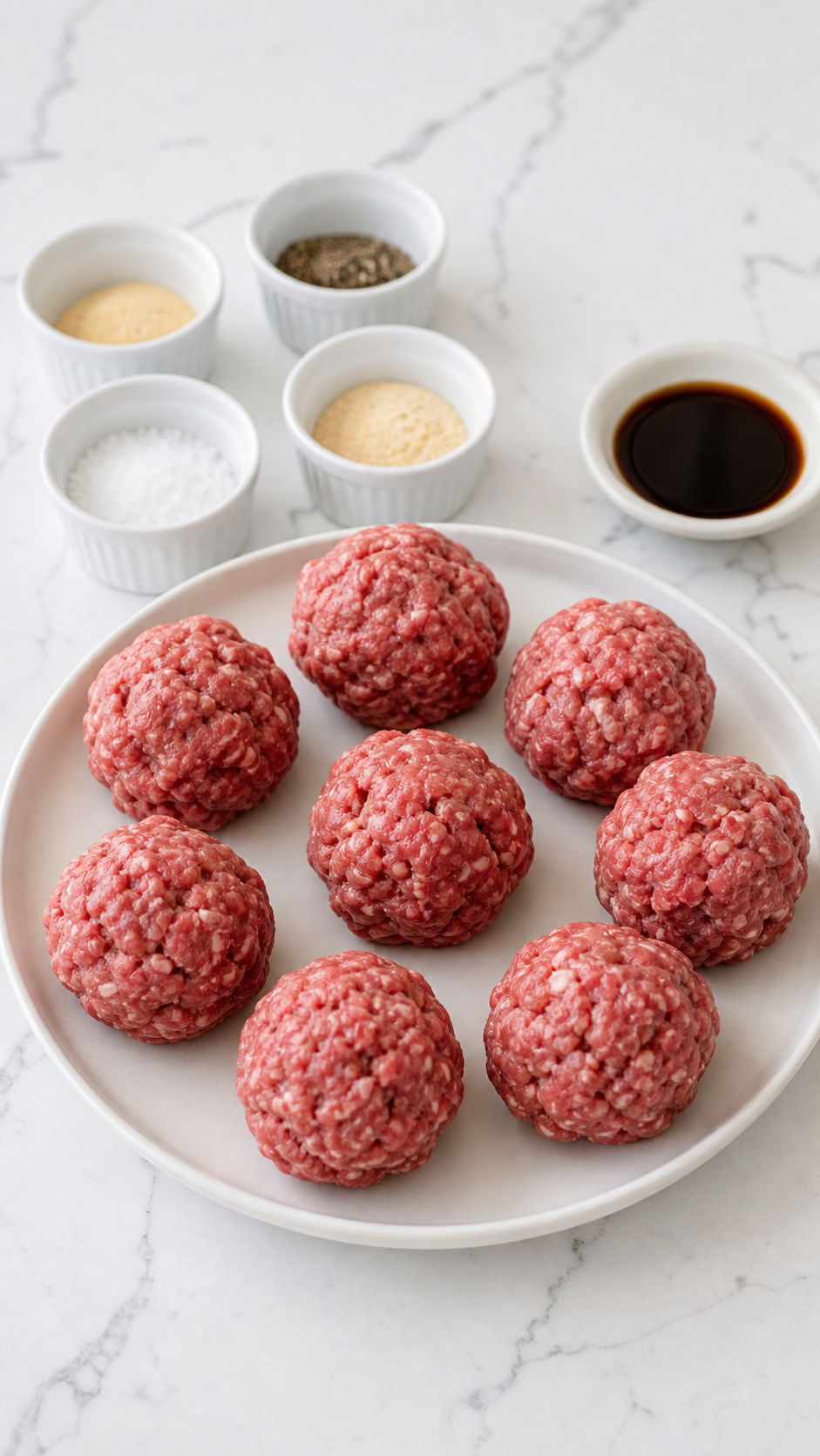 Loose balls of seasoned ground beef ready to smash for homemade smash burgers