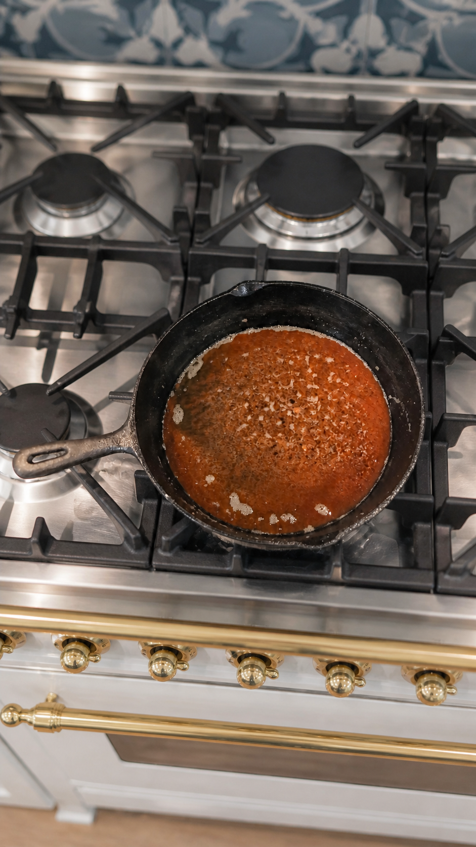 Flavorful browned pan drippings left in the skillet after frying chicken fried steak.