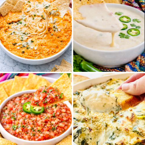 Buffalo chicken dip, queso blanco, fresh tomato salsa served with tortilla chips, and spinach artichoke dip.