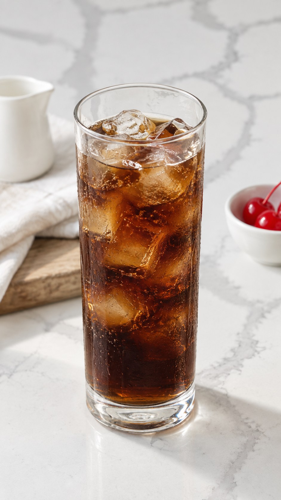 Vodka, Kahlua, and Coca-Cola over ice before the cream is added.