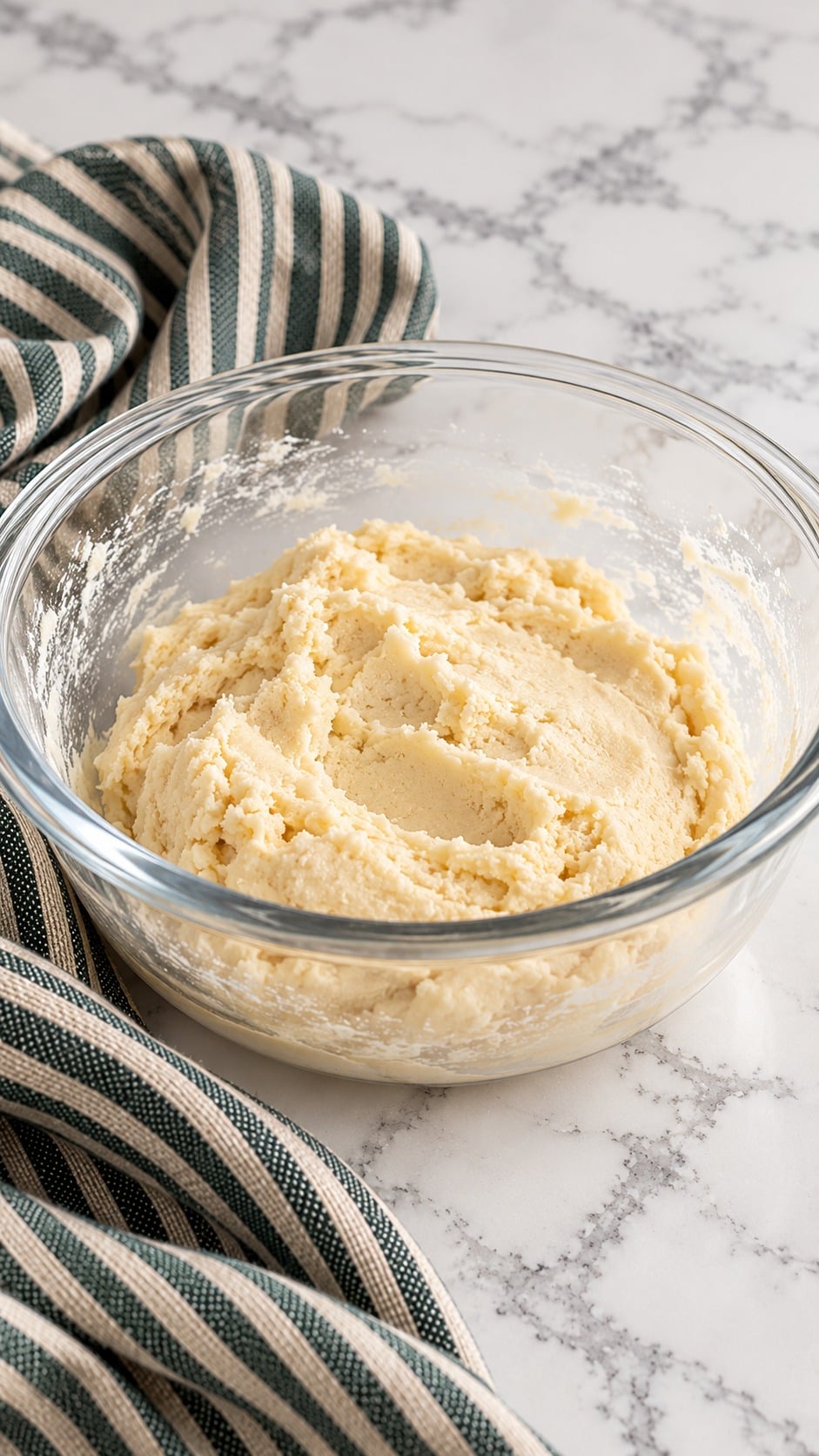 Mixing the dough for Italian Christmas cookies in a bowl.