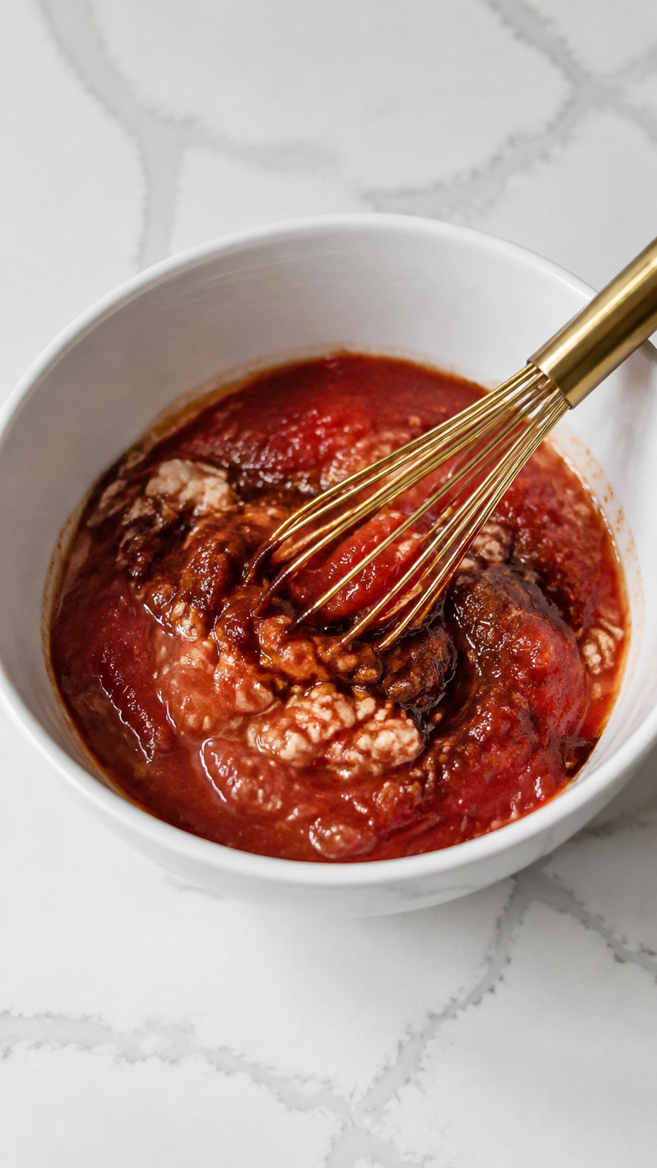 Ketchup, horseradish, lemon juice, hot sauce, and Worcestershire being whisked into cocktail sauce