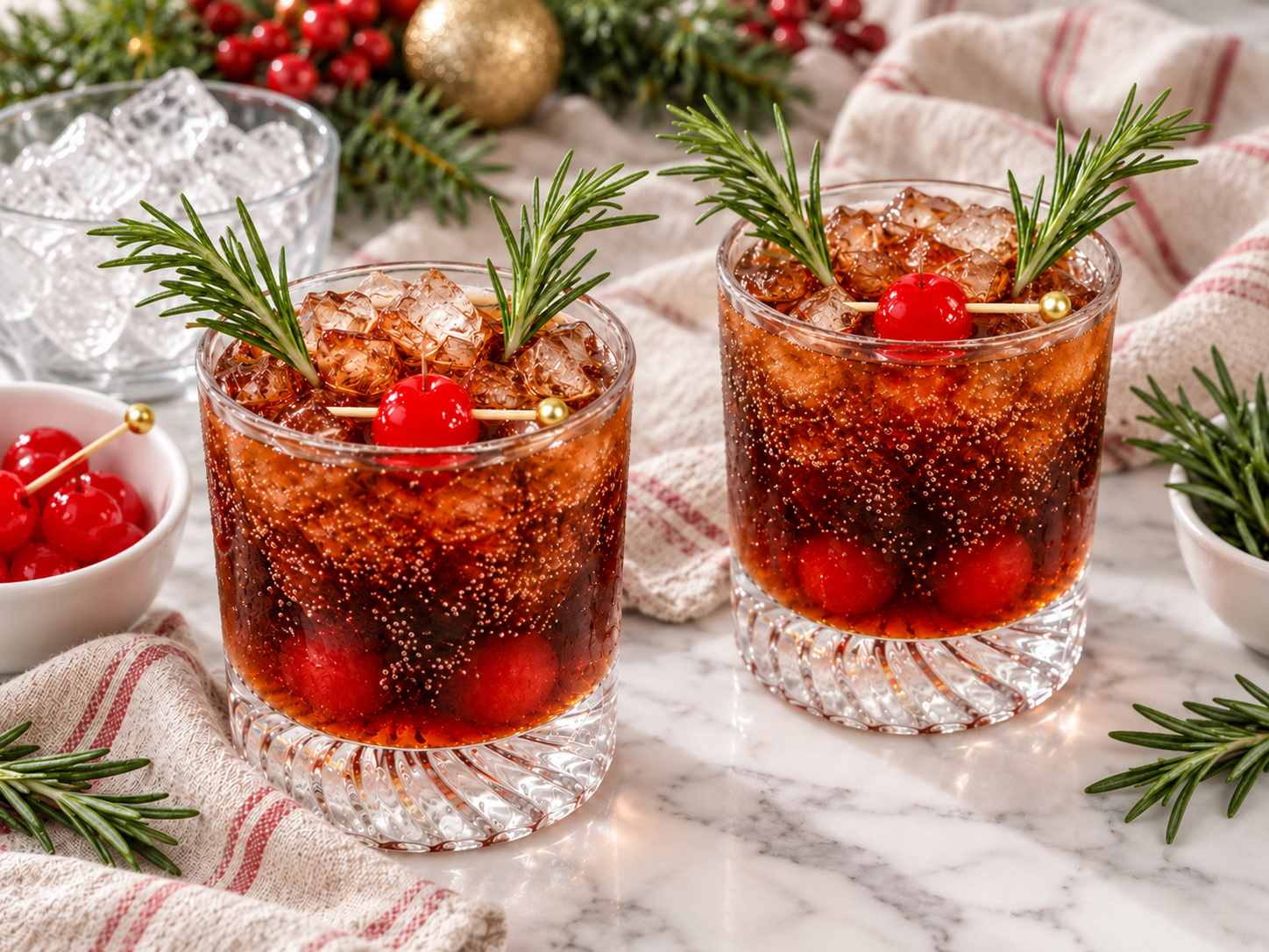 Finished Dirty Rudolph cocktails ready to serve