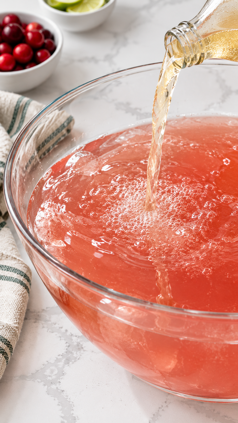 Ginger beer added slowly to the chilled punch just before serving.
