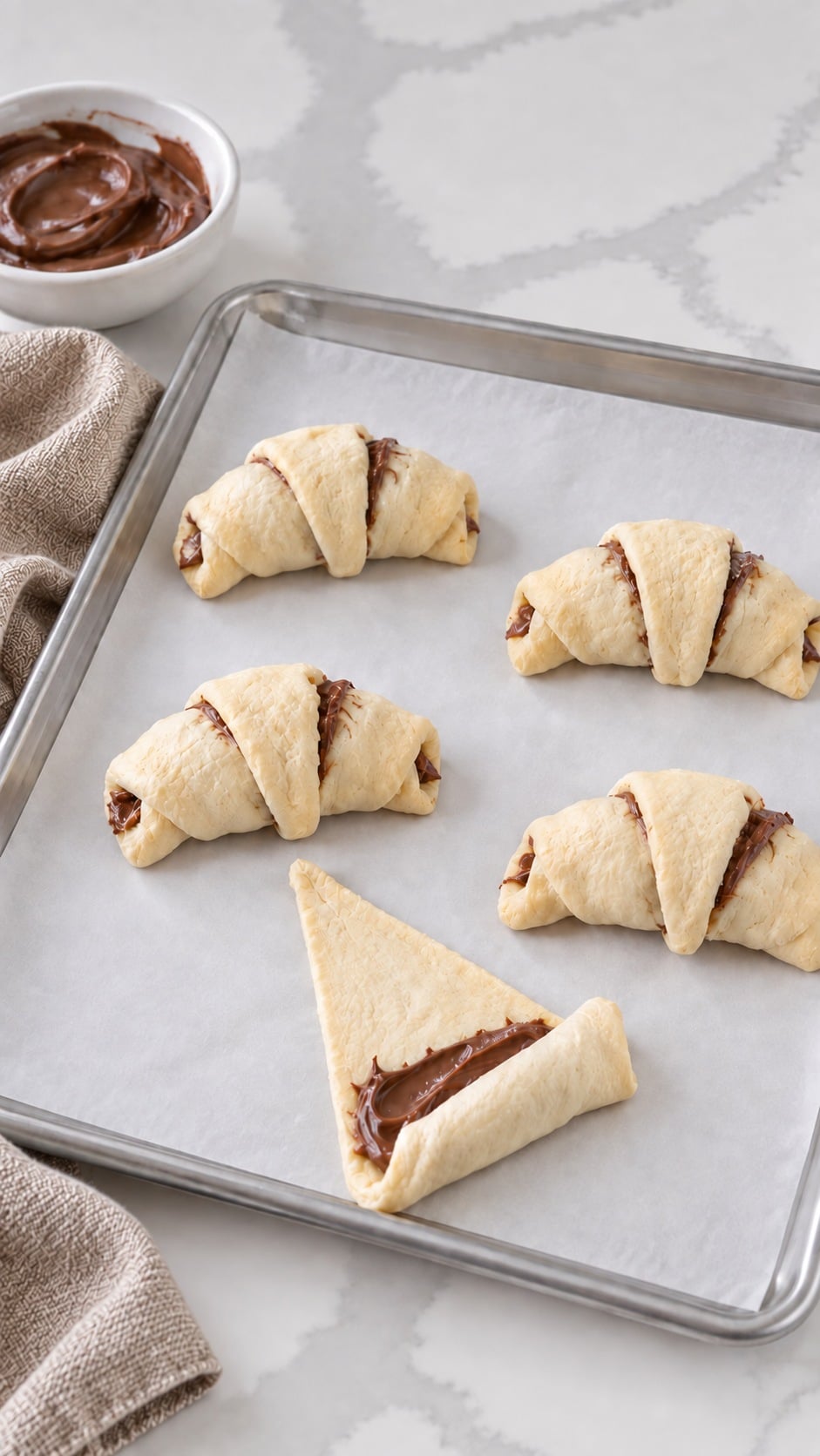 Filled crescents rolled with the pointed tips underneath